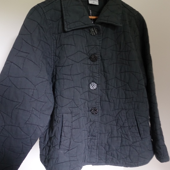 Quilted Cotton Trapeze A-Line Jacket Coat Size L - Picture 6 of 8